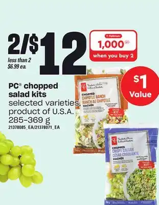 Loblaws Pc chopped salad kits, 285-369 g offer