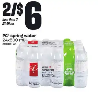 Loblaws Pc spring water, 24x500 ml offer