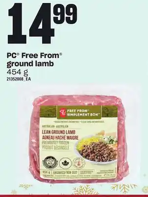 Loblaws Pc free from ground lamb, 454 g offer