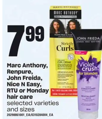 Loblaws Marc anthony, renpure, john freida, nice n easy, rtu or monday hair care offer