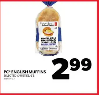 Real Canadian Superstore Pc english muffins, 6's offer