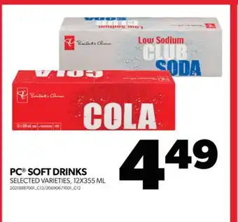 Real Canadian Superstore Pc soft drinks, 12x355 ml offer