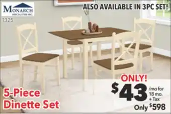 Surplus Furniture Cream & oak 5pc dinette set offer