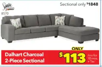 Surplus Furniture Dalhart charcoal 2pc sectional offer