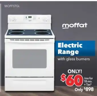 Surplus Furniture Moffat white 30 electric range with glass burners offer