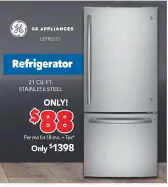 Surplus Furniture Ge stainless steel 21 cu ft refrigerator offer