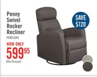 The Brick Penny linen-look fabric swivel rocker recliner - grey offer