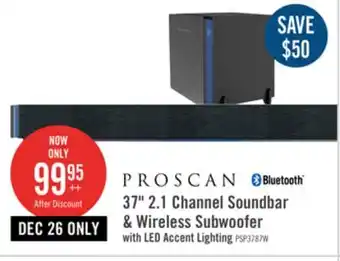 The Brick Proscan 2.1-channel soundbar with wireless subwoofer offer