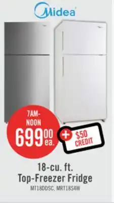 The Brick Midea 18 cu. ft. top-freezer refrigerator - mt18ddscr1rcm offer