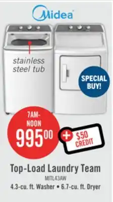 The Brick Midea 4.3 cu. ft. top-load washer and 6.7 cu. ft. electric dryer - white offer