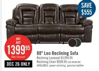 The Brick Leo leath-aire fabric reclining sofa - walnut offer