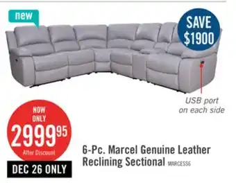 The Brick Marcel 6-piece genuine leather reclining sectional - grey offer