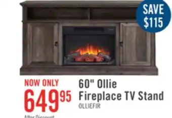 The Brick Ollie 60 electric fireplace tv stand offer