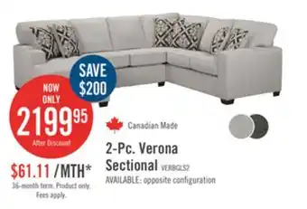 The Brick Verona 2-piece brushed linen-look fabric left-facing sectional - beige offer
