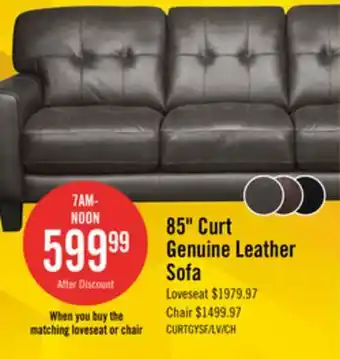 The Brick Curt genuine leather sofa - grey offer