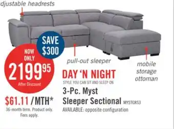 The Brick Myst 3-piece right-facing linen-look fabric sleeper sectional - ash offer