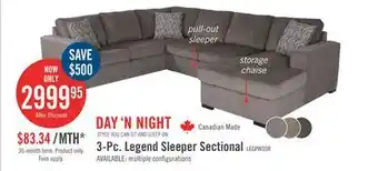 The Brick Legend 3-piece right-facing chenille sleeper sectional sofa - pewter offer