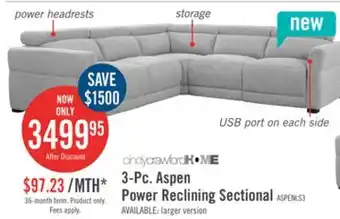 The Brick Aspen 3-piece power reclining sectional - grey offer