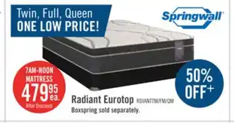 The Brick Springwall radiant eurotop twin mattress offer