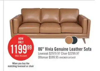 The Brick Vivia top-grain genuine leather sofa - caramel offer