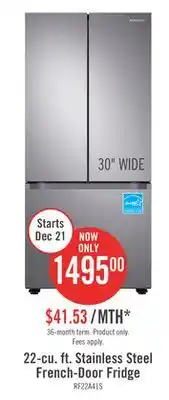 The Brick Samsung 22.1 cu. ft. french-door refrigerator - rf22a4111sr/aa offer