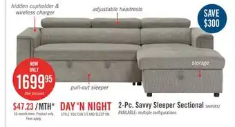 The Brick Savvy 2-piece right-hand linen-look fabric sleeper sectional - grey offer