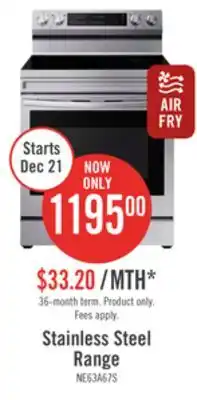 The Brick Samsung 6.3 cu. ft. freestanding electric range with wi-fi - ne63a6711ss/ac offer