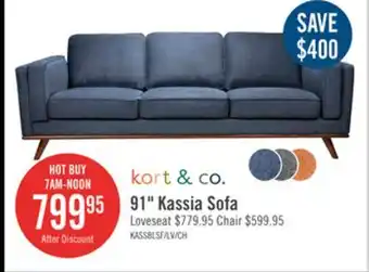 The Brick Kassia linen-look sofa - blue offer
