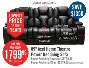 The Brick Axel leather-look fabric power reclining sofa with power headrest - black offer