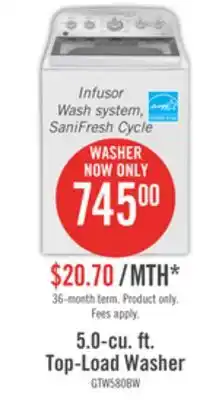 The Brick Ge 5 cu. ft. top-load washer with sanifresh - gtw580bmrws offer