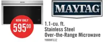 The Brick Maytag 1.1 cu. ft. over-the-range flush-mount microwave - ymmmf6030pz offer