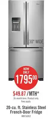 The Brick Whirlpool 20 cu. ft. french-door refrigerator - wrf560sehz offer