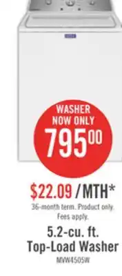 The Brick Maytag 5.2 cu. ft. top-load washer with power agitator - mvw4505mw offer