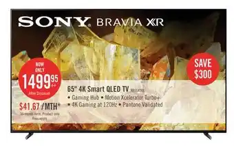 The Brick Sony bravia 65 xr x90l 4k hdr full array led google tv offer