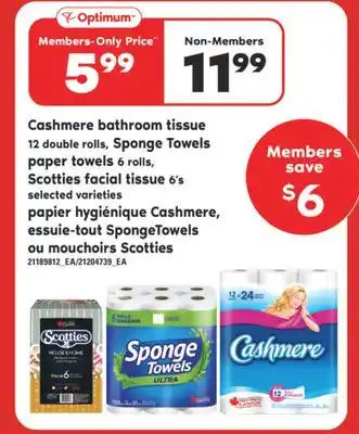 Valu-mart Papier hygiénique cashmere, essuie-tout spongetowels ou mouchoirs scotties offer