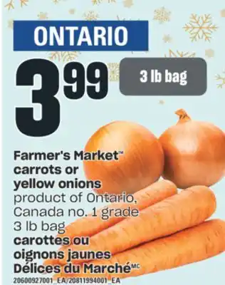 Valu-mart Carottes ou oignons jaunes délices du marché, 3 lb bag offer