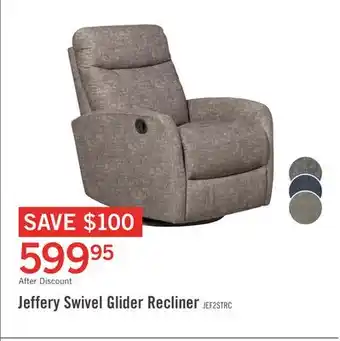 The Brick Jeffery velvet swivel glider recliner - stone offer