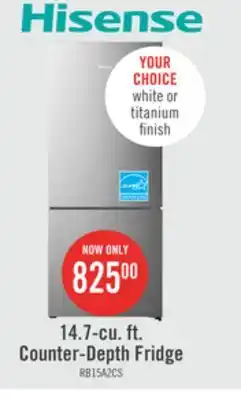 The Brick Hisense 14.7 cu. ft. counter-depth bottom-mount refrigerator - rb15a2cse offer
