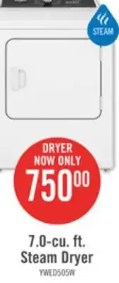 The Brick Whirlpool 7 cu. ft. electric dryer with steam - ywed5050lw offer