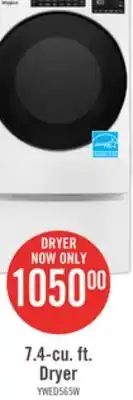 The Brick Whirlpool 7.4 cu. ft. electric dryer with wrinkle shield - ywed5605mw offer