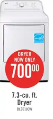 The Brick Lg 7.3 cu. ft. ultra large capacity electric dryer with sensor dry - dle6100w offer