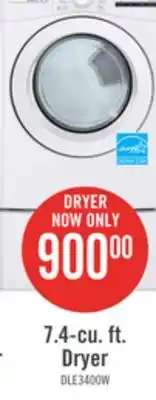 The Brick Lg 7.4 cu. ft. ultra large capacity electric dryer - dle3400w offer