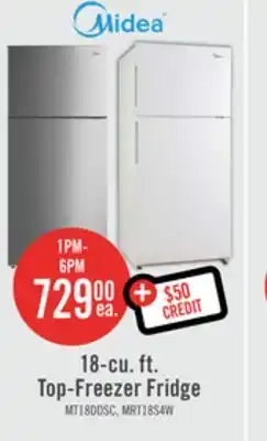 The Brick Midea 18 cu. ft. top-freezer refrigerator - mt18ddscr1rcm offer