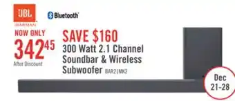 The Brick Jbl 2.1-channel deep bass soundbar with wireless subwoofer offer