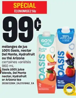 Provigo Mélanges de jus 100% oasis, nectar del monte, hydrafruit ou thé arizona, 960 ml offer