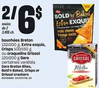 Provigo Bouchées breton 132/200 g, extra exquis, crisps, 100/150 g ou craquelins grissol, 120/200 g dare offer