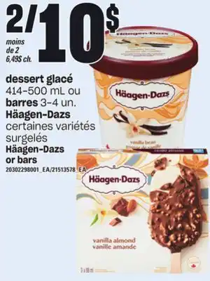 Provigo Dessert glacé, 414-500 ml ou barres, 3-4 un. häagen-dazs offer