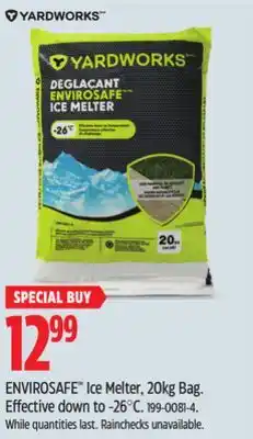 Canadian Tire Yardworks envirosafe ice melter, 20kg bag. effective down to -26°c offer