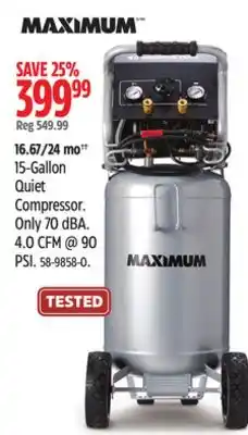 Canadian Tire Maximum 15-gallon quiet compressor offer