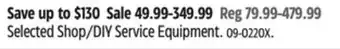 Canadian Tire Selected motomaster shop/diy service equipment offer